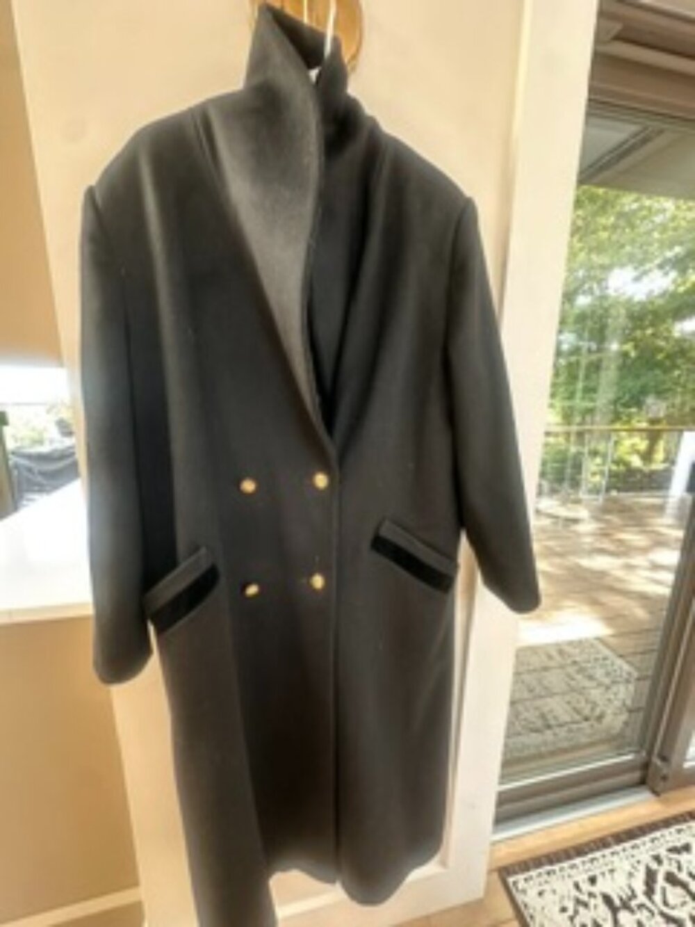 Vintage Perlette 100% Wool Black Coat — Fits Like Size 14